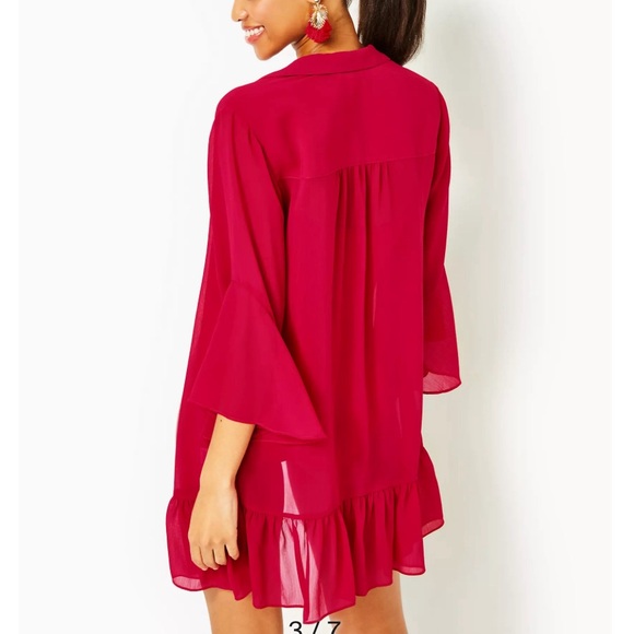 Lilly Pulitzer Linley Collared Coverup Red - Picture 3 of 9